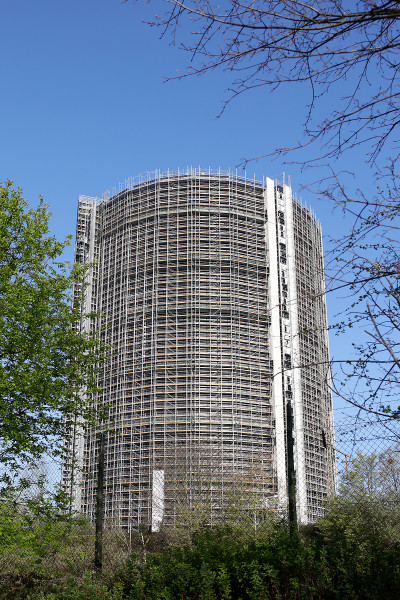 Der Gasometer ohne die weiße PVC-Einhausung