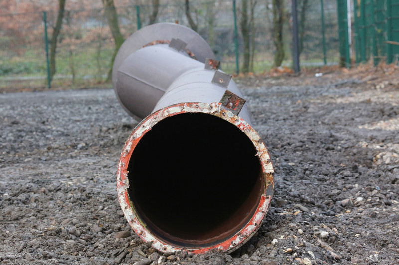 Einer der Ausbläser des Gasometers am Boden.