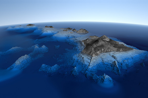 Perspektivische Grafik der Hawai-Inseln